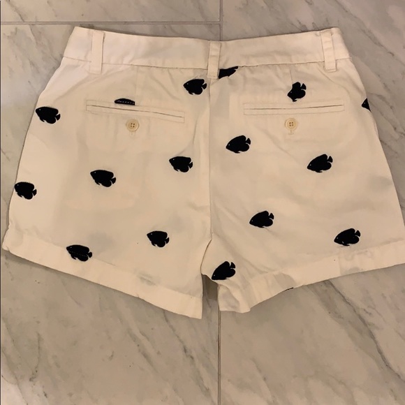J crew chino white shorts with blue fish stitching - Picture 2 of 2